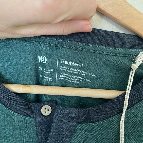 Tentree Men’s Baker Henley Long Sleeve Shirt Size XL Organic Cotton Blend Green - Picture 4 of 6